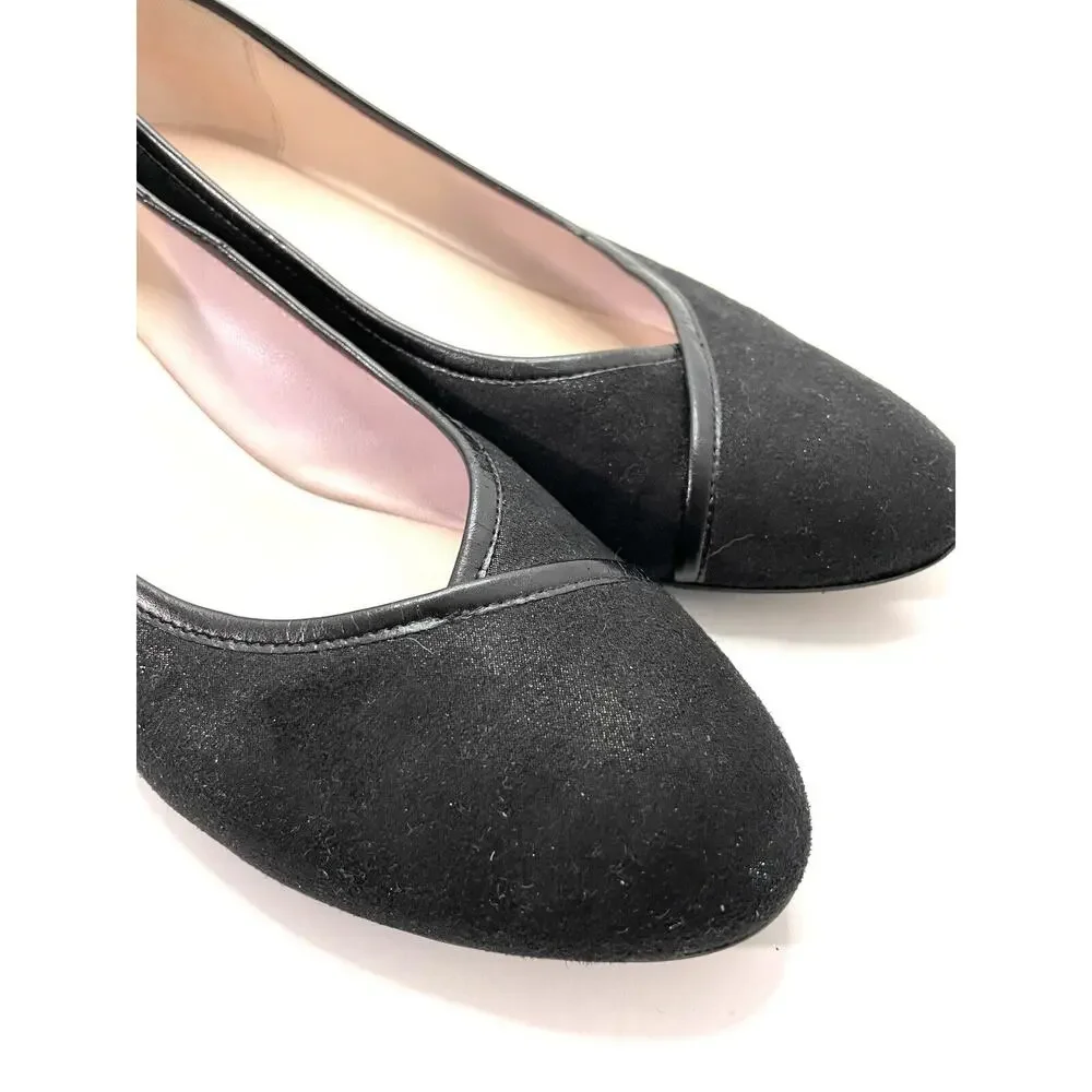 Taryn Rose Women's Black Round Toe Felicity Low Wedge Heel Shoe Size 7